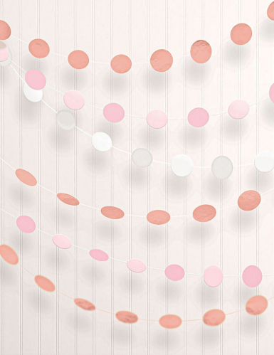 6 guirlandes en papier rose gold 2,13 m à ronds