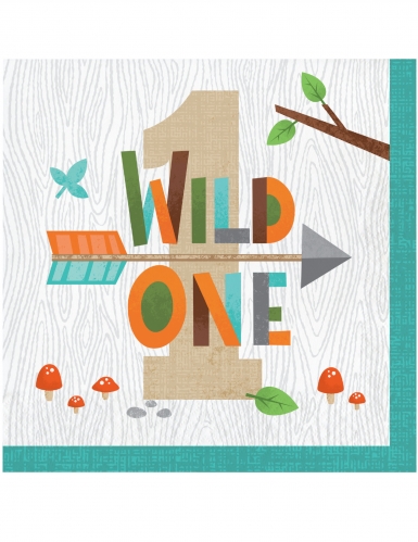16 serviettes en papier 1 an animaux de la forêt wild one