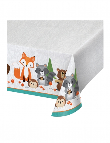 Nappe en plastique animaux de la forêt 137 x 259 cm pour anniversaire