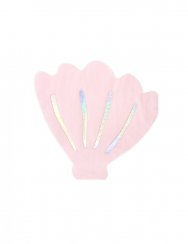 20 serviettes en papier forme coquillage rose iridescent