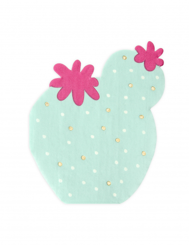 20 serviettes en papier forme cactus menthe et fuchsia