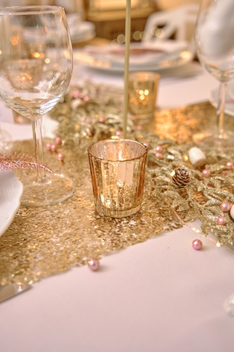 4 photophores en verre rose gold 6 cm pour bougies