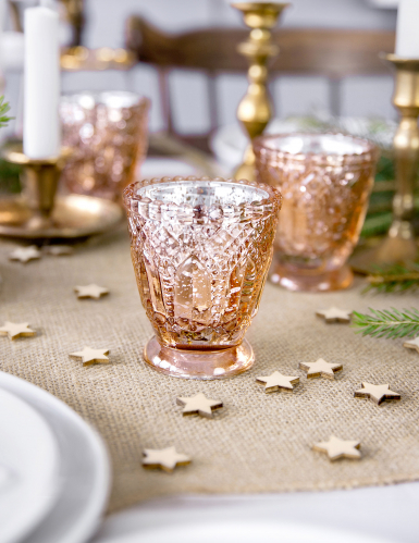 4 photophores en verre rose gold 8 cm décoration de mariage