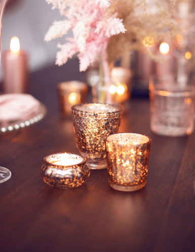 4 photophores en verre rose gold 8 cm décoration de mariage