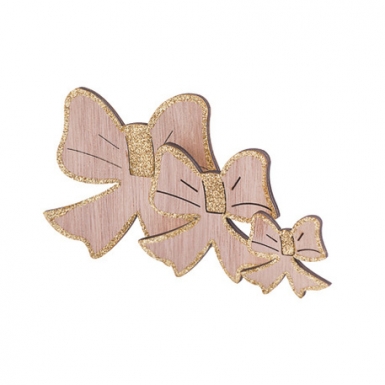 12 nœuds en bois paillettes or 9, 6,5 et 4 cm décoration noël