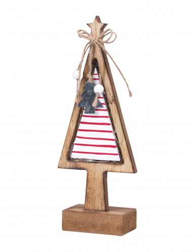 Sapin sur socle bois lumineux 27 cm décoration Noël