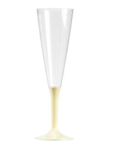10 flûtes à champagne pied ivoire 150 ml en plastique