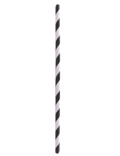 100 pailles en papier rayées noires et blanches 20 cm pour boissons