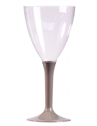 10 verres à vin pied gris 160 ml en plastique