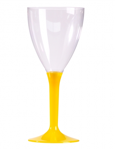 10 verres à vin pied jaune 160 ml pour anniversaire