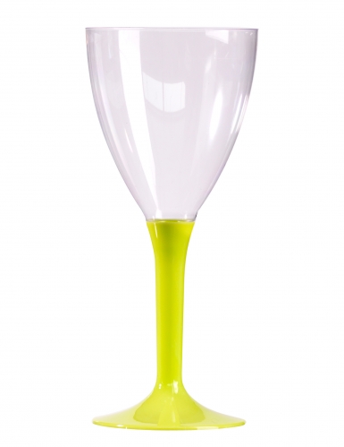 10 verres à vin pied vert anis 160 ml pour fête fluo
