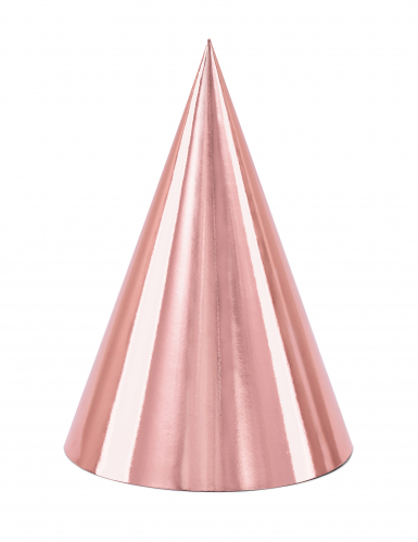 6 chapeaux de fête en carton rose gold 16 cm pour anniversaire