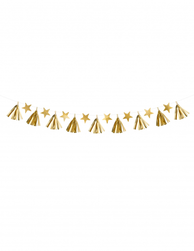 Guirlande en papier tassel étoiles dorées à monter