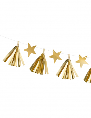 Guirlande en papier tassel étoiles dorées à monter