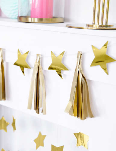 Guirlande en papier tassel étoiles dorées à monter