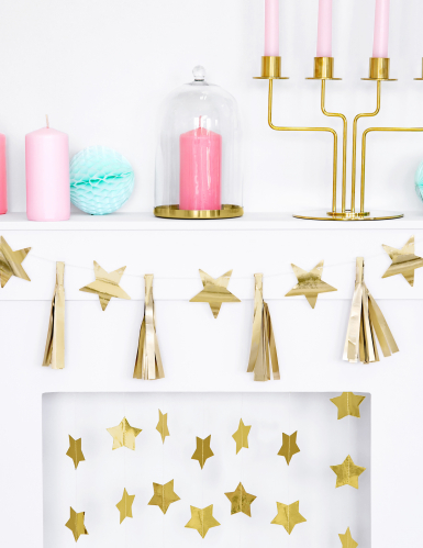 Guirlande en papier tassel étoiles dorées à monter