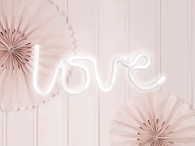 Décoration lumineuse néon led love blanc 34,5 x 13 cm à piles