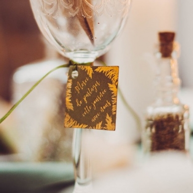 10 étiquettes en carton merci pampa kaki et ruban satin pour mariage