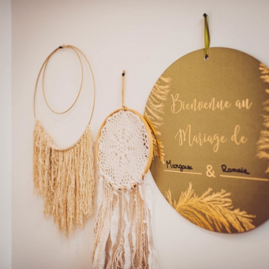 Pancarte en carton bienvenue au mariage de ... kaki et dorure or 38 cm à personnaliser