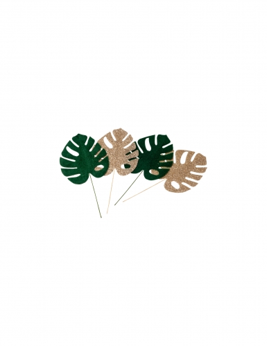 4 feuilles tropicales 5,8 x 7 cm velours et paillettes