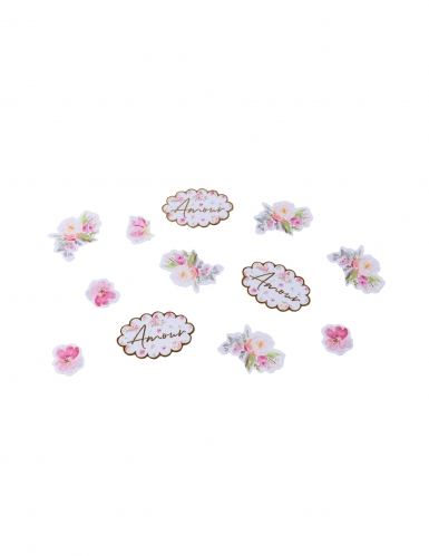 100 confettis aquarelle et amour dorure de 2 à 4,5 cm mariage romantique