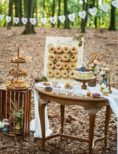 Décoration en bois sweet bar blanche 37 x 10 cm pour mariage