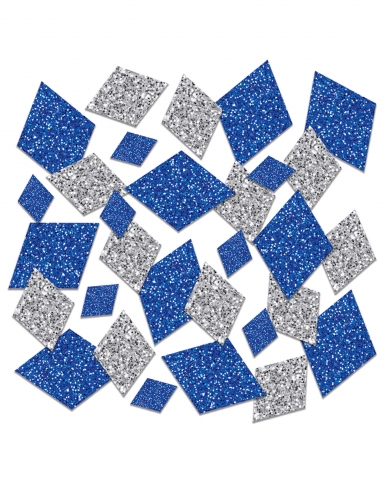 Confettis de table losanges bleu et argent pailletés 42 g assortis