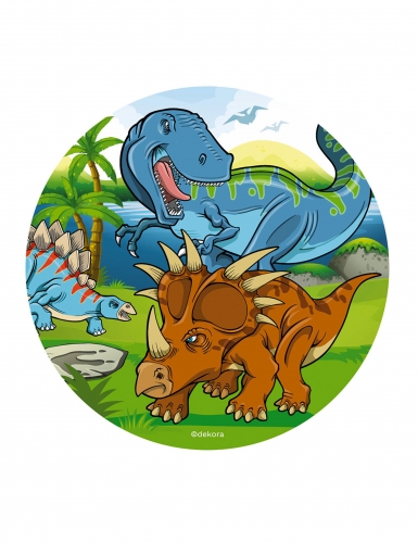 Disque en azyme dinosaures 20 cm pour gâteau