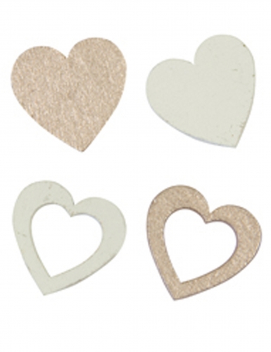 12 confettis en bois cœurs blancs et rose gold 2 x 2 cm pour mariage