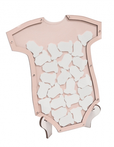 Livre d'or cadre body rose 24 pièces 25 x 24 cm en bois baby shower