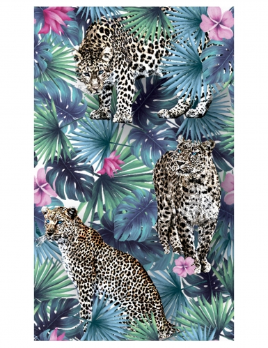 Chemin de table en tissu non tissé léopard jungle 30 cm x 5 m tropical