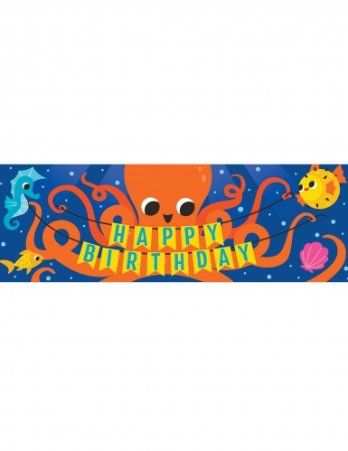Bannière géante sous l'océan 152 x 51 cm happy birthday