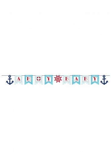 Bannière en carton ahoy baby petit bateau 188 x 14 cm thème marin