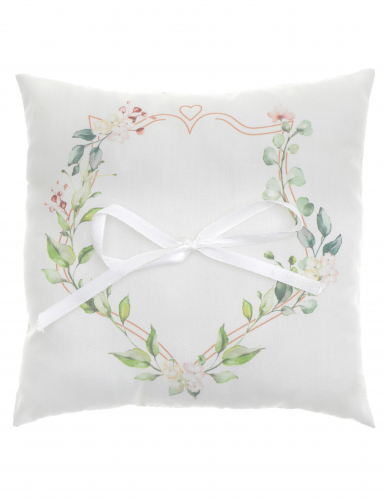 Coussin d'alliances mariage motif végétal 18 x 18 cm porte bague