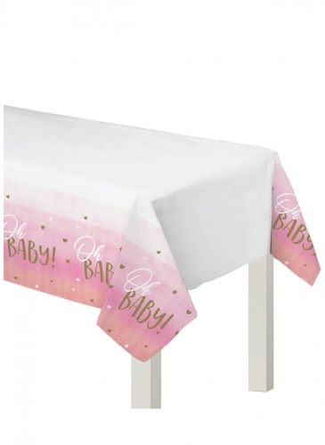 Nappe en plastique oh baby rose et or 137 x 259 cm pour baby shower