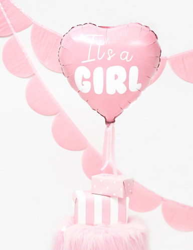 Ballon aluminium cœur rose it's a girl 45 cm pour baby shower