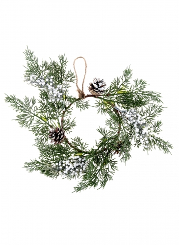 Couronne de pommes de pin et sapin 30 x 14 cm, décoration à suspendre