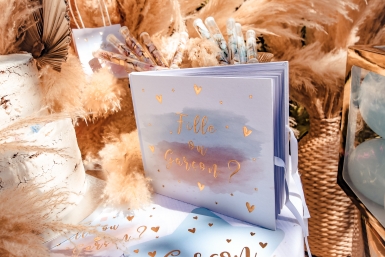 Livre d'or fille ou garçon rose bleu et or 64 pages pour baby shower
