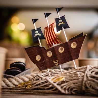 Décoration sur pic bateau pirate cake topper 17,5 x 21 cm