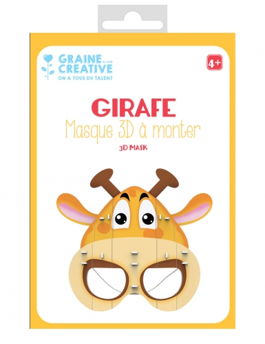 Masque 3d à monter en carton girafe 16 x 23 cm en mousse