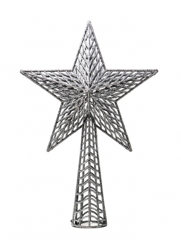 Cimier de sapin étoile argentée pailletée 27 cm décoration de Noël