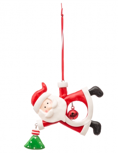 Suspension père noël avec grelot 10 cm modèle aléatoire pour sapin