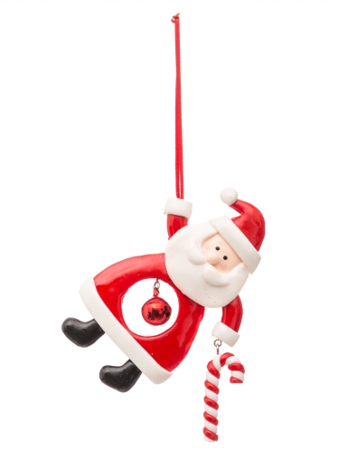 Suspension père noël avec grelot 10 cm modèle aléatoire pour sapin