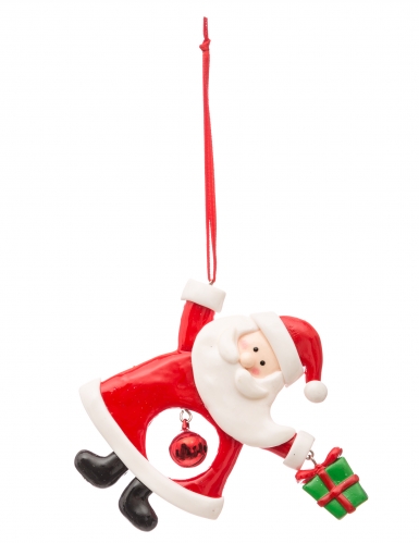 Suspension père noël avec grelot 10 cm modèle aléatoire pour sapin