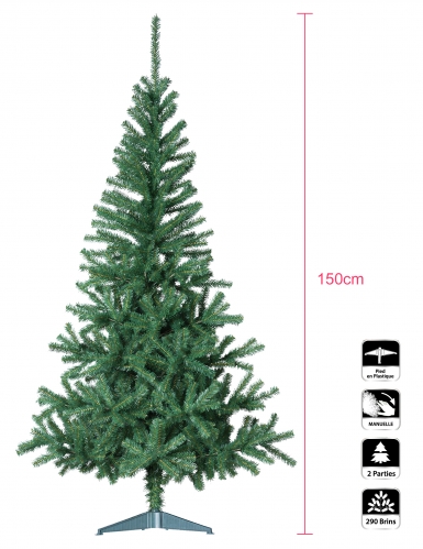 Sapin artificiel vert sur pied 150 cm pour Noël