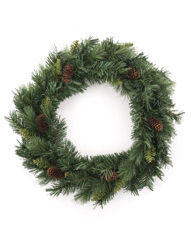 Couronne de sapin avec pommes de pin 40 cm pour porte