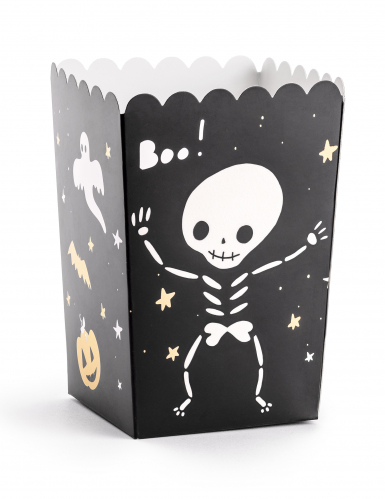 6 boîtes à popcorn halloween boo ! en carton 7 x 7 x 12,5 cm