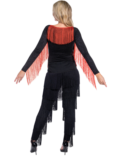 Body Charleston rouge et noir à franges femme