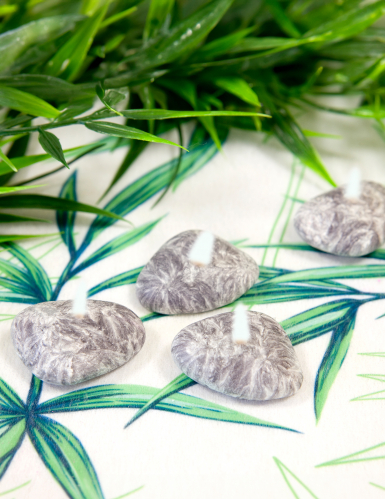 6 Bougies galets gris 4 cm