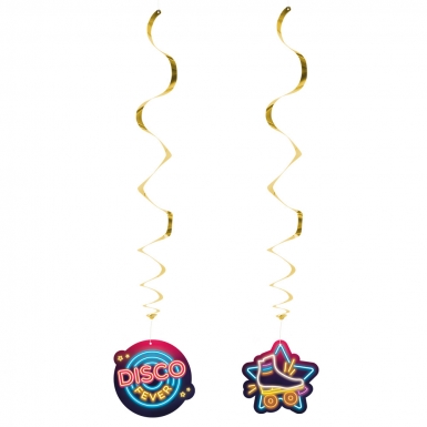 2 Suspensions spirales disco fever 85 cm dorées